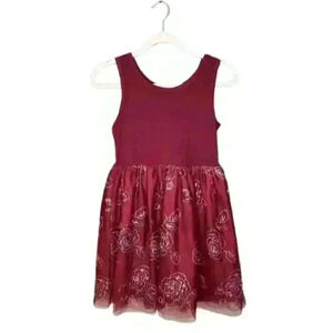 Knitworks Girls Size 12 Red Dress Sleeveless Flowers Holidays